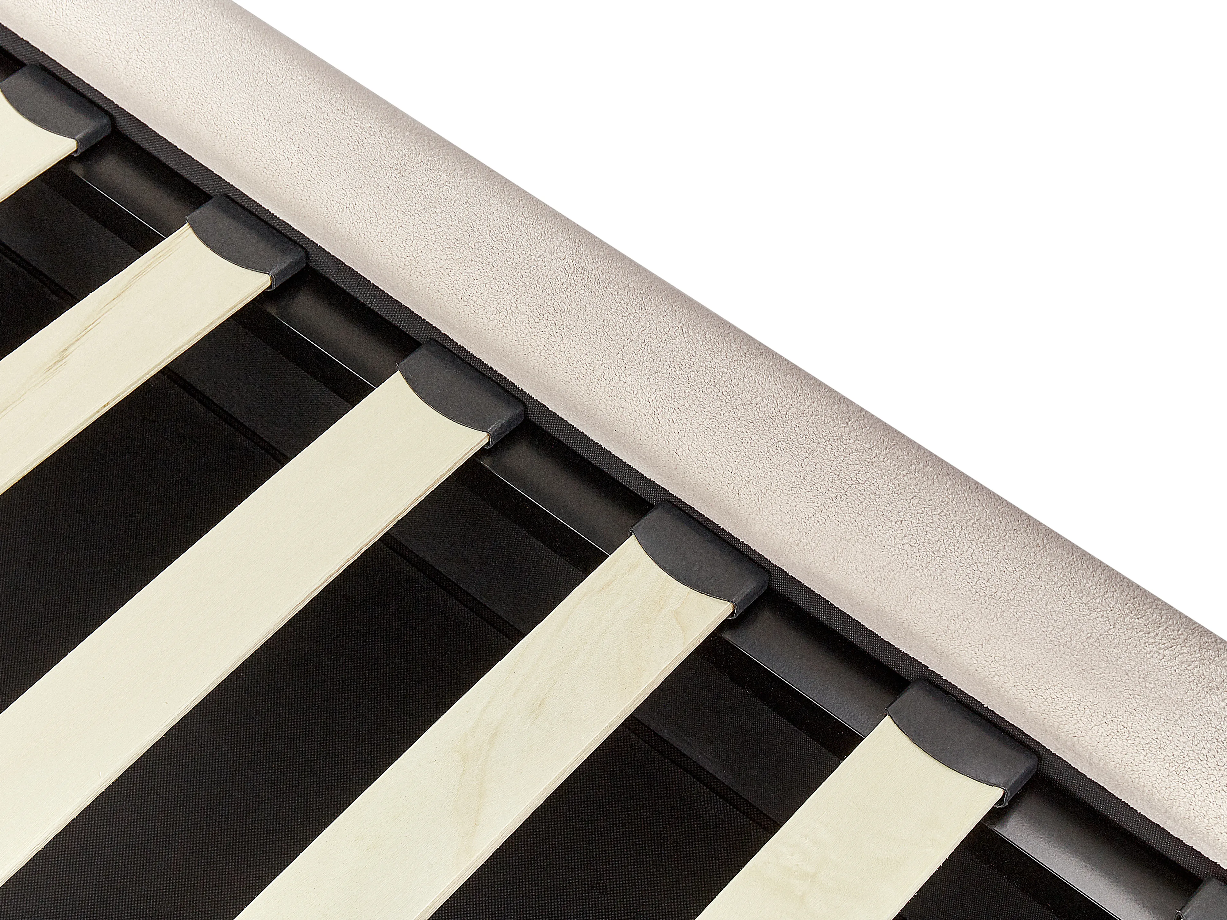Bed met opbergruimte Stof BAJONNA 180 x 200 cm Lichtbeige
