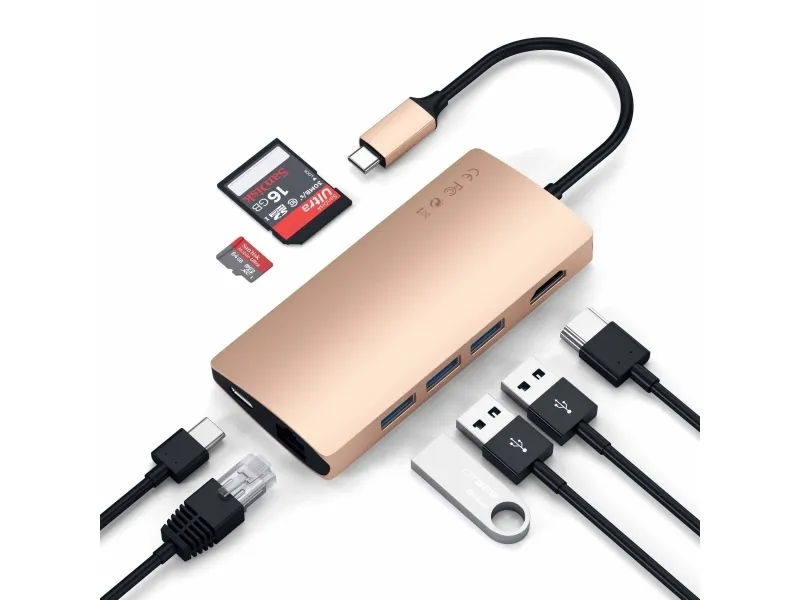 Satechi TYPE-C MULTI-PORT ADAPTER 4K WITH ETHERNET V2 - Dockingstation - USB-C / Thunderbolt 3 - HDMI - 1GbE