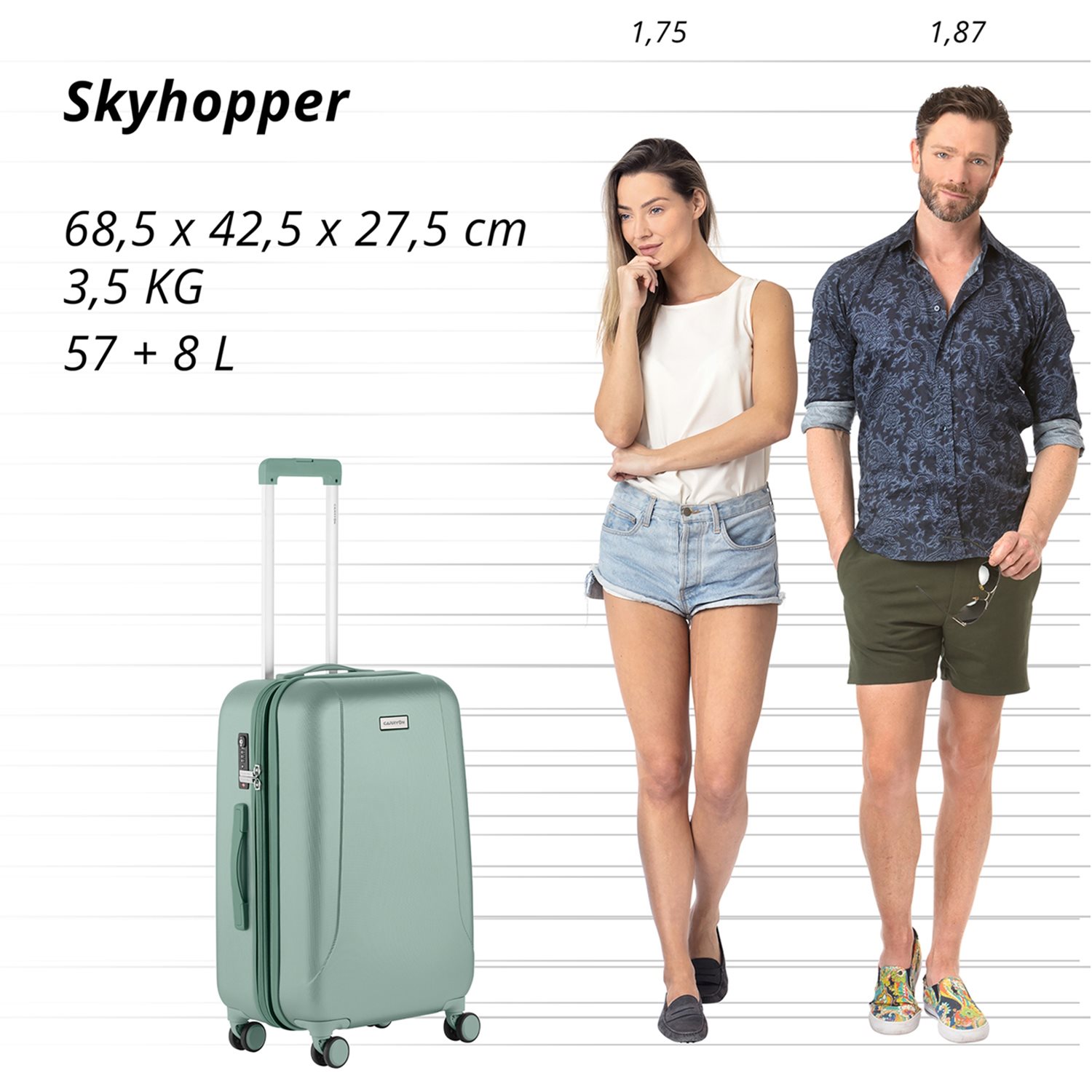 CarryOn Skyhopper 4 Wiel Trolley 68 Expandable olive