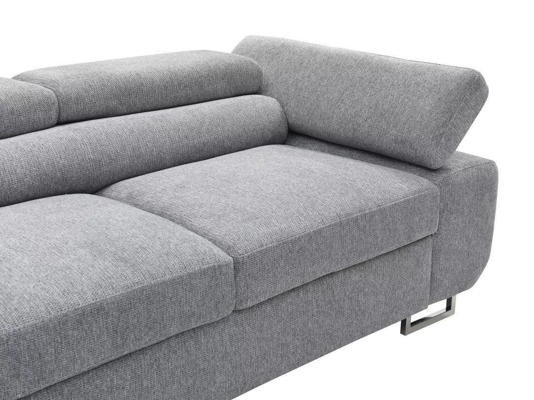 Canapé d'angle gauche convertible en tissu texturé gris NURAZIO