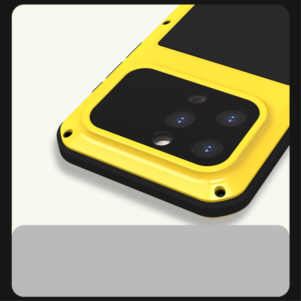 iPhone 15 Pro Silikon Metall Outdoor Case   Panzerfolie - Schwarz