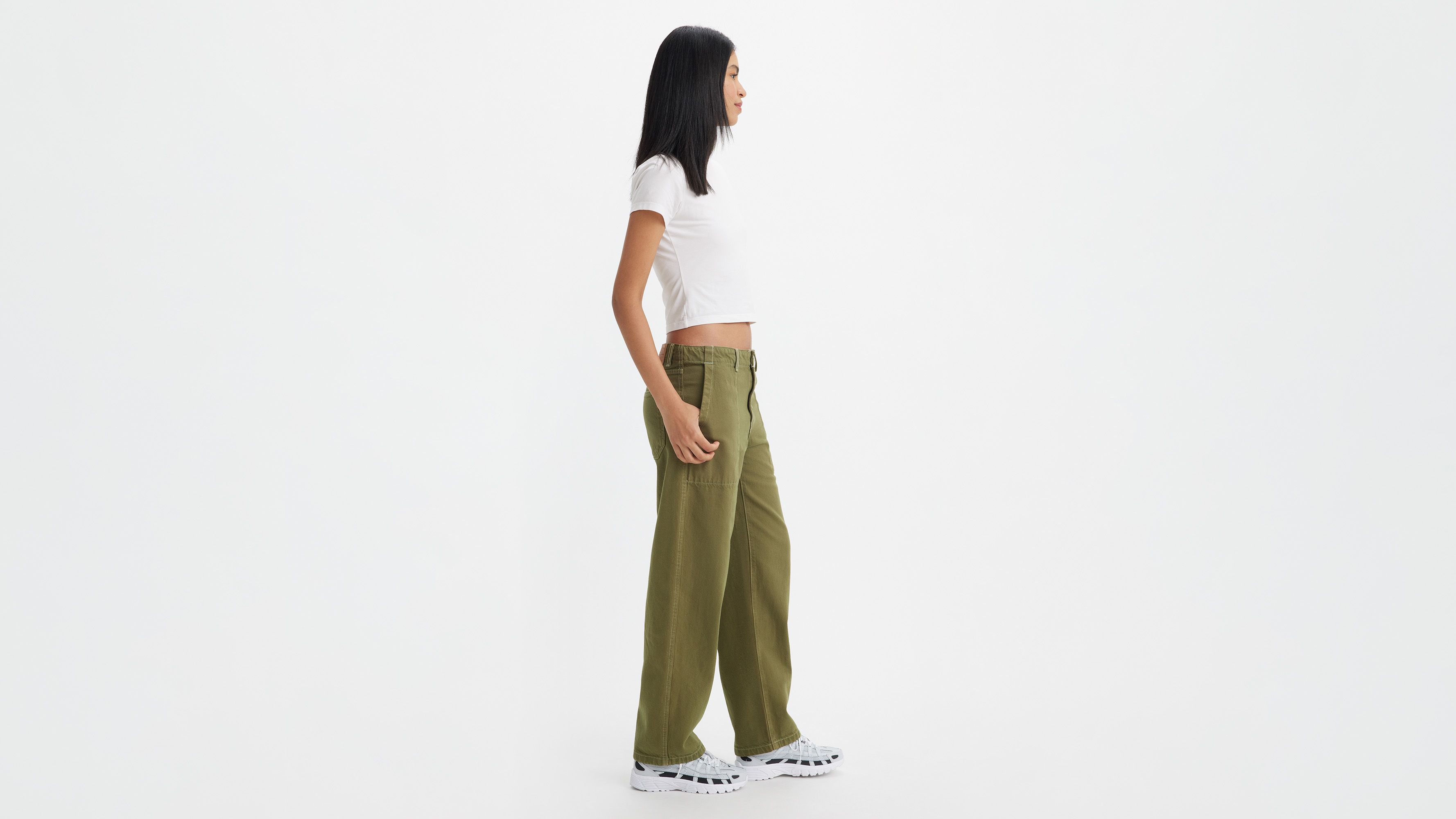 Pantalon Baggy Dad utilitaire - Lazy Olive Night Pfd - Vert