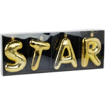 Kerstdecoratie ophangletters rood goud glas per woord/stuk