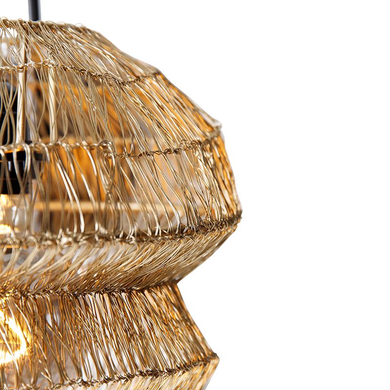 Oosterse wandlamp zwart met goud - Vadi