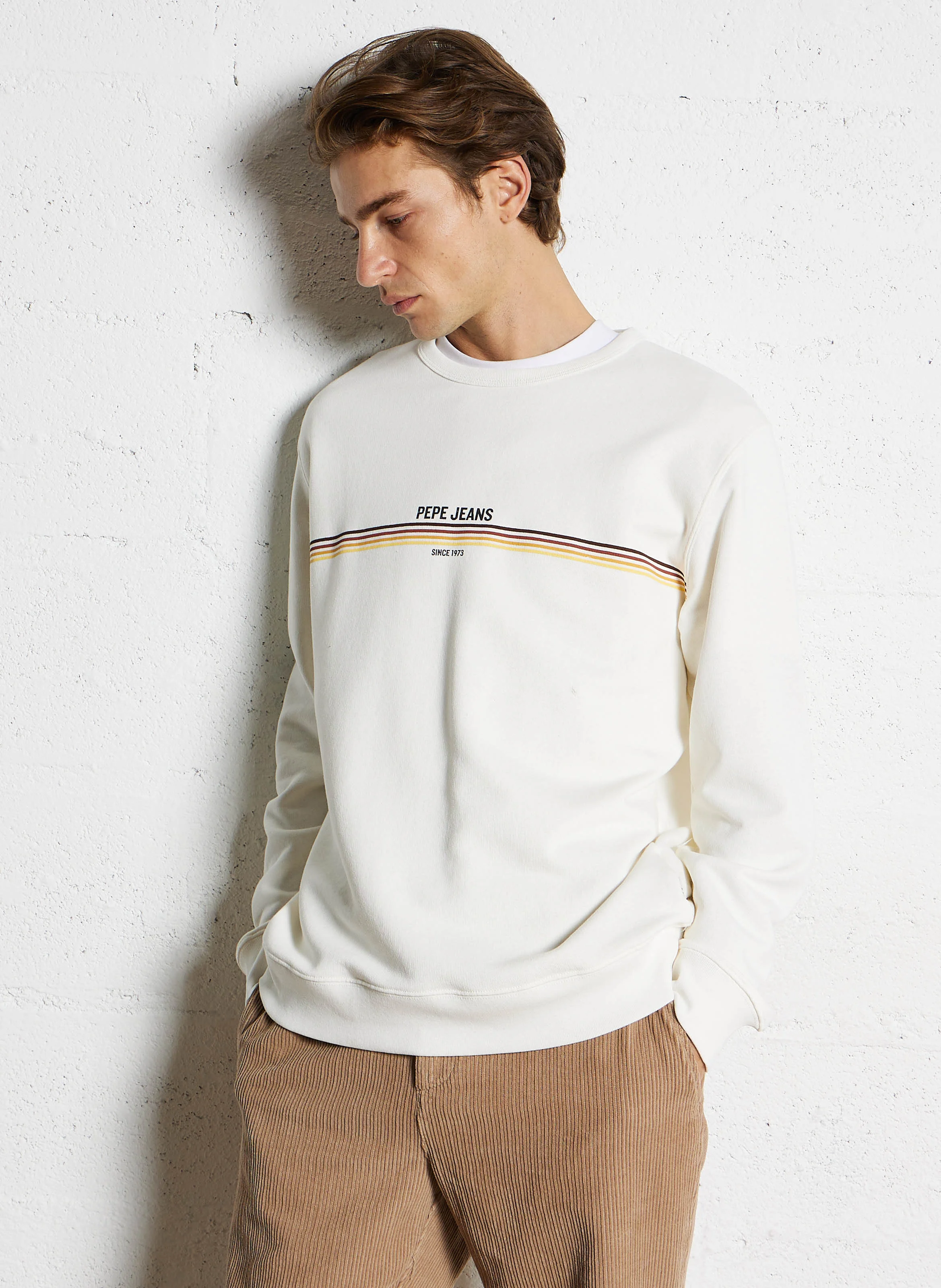 SANDER - Sweat col rond en coton | Blanc