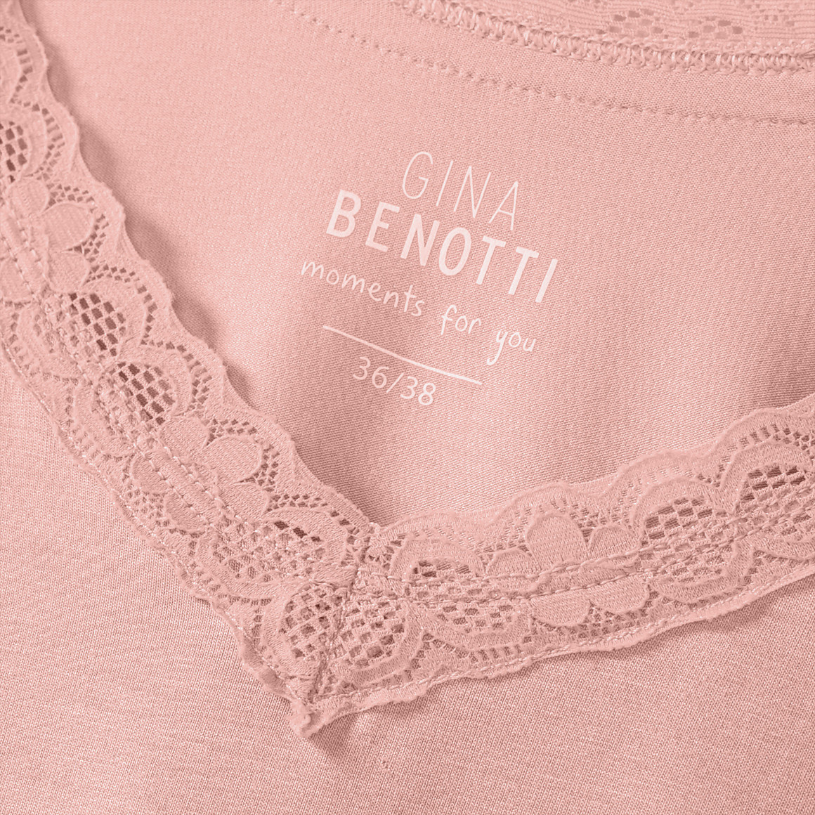 Gina Benotti 2 Damen Unterhemden mit Spitze weiss / rosa