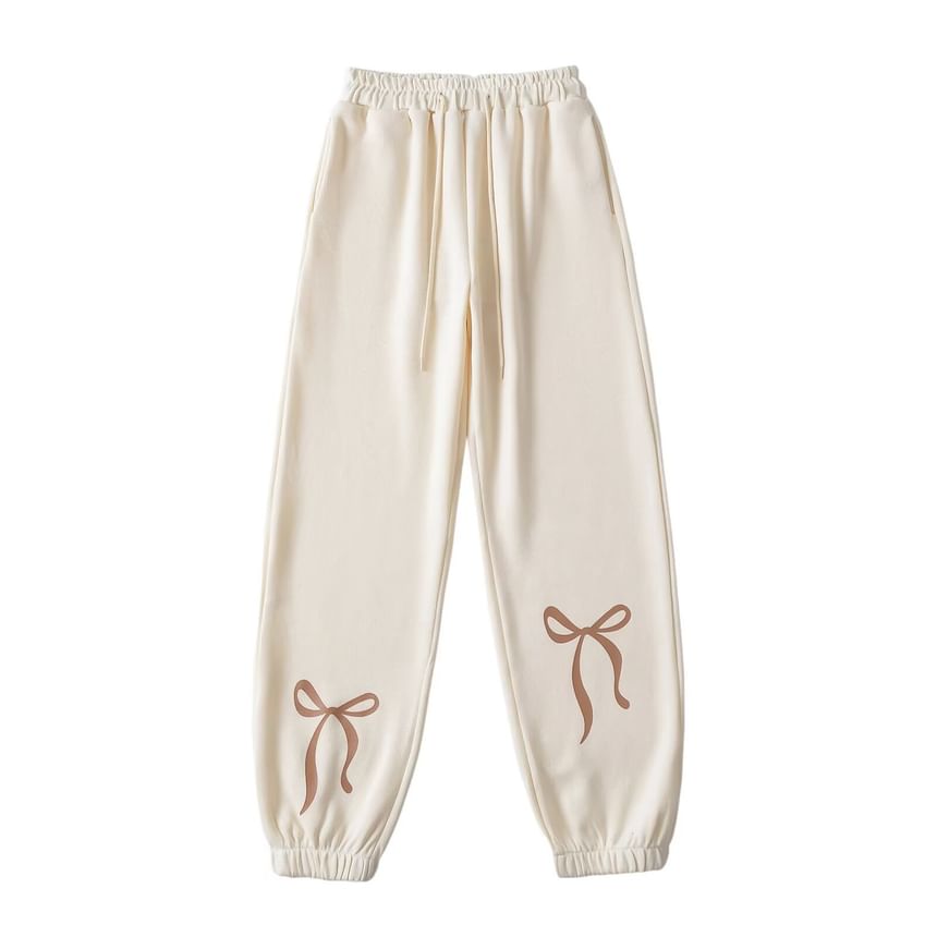 Osion - Hoge taille strikprint rechte wijde joggingbroek