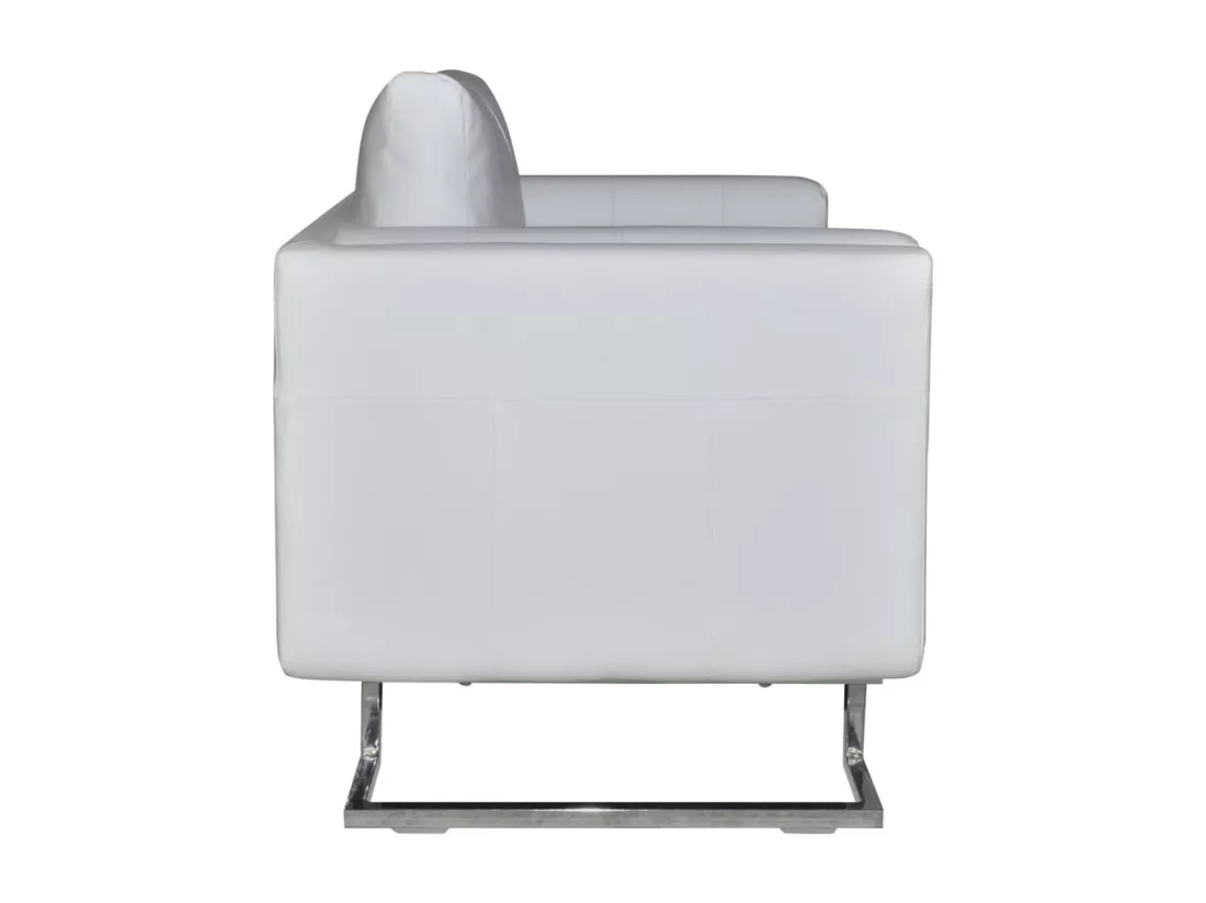 Fauteuil cube avec pieds chromés Blanc Similicuir