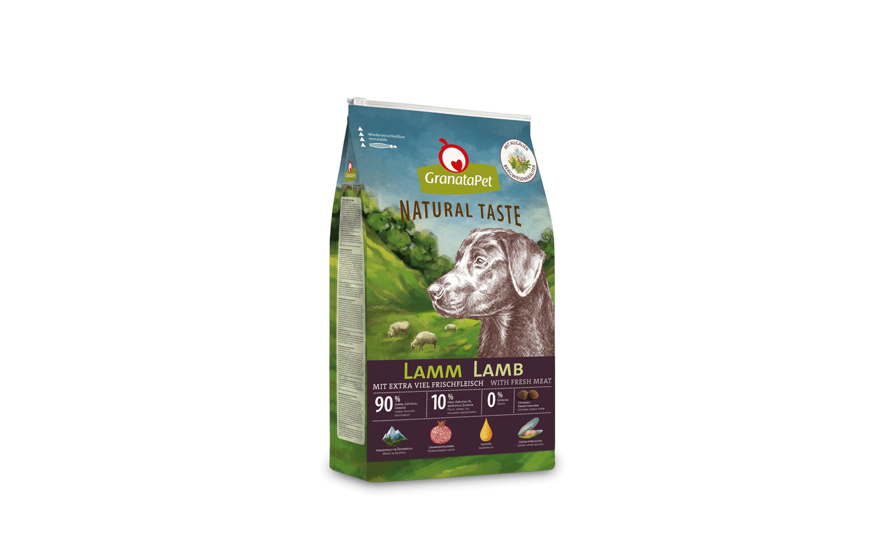 Trockenfutter Natural Taste Lamm 12 kgAlleinfuttermittel für ausgewachsene Hunde