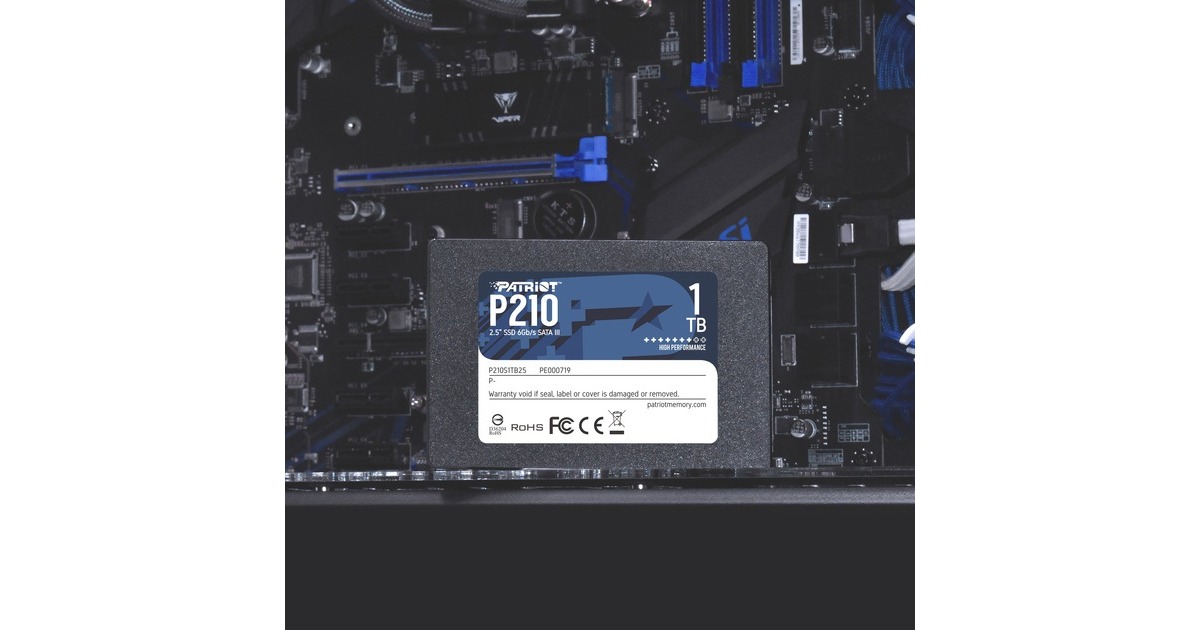 PatriotP210, 1 TB SSD  (Zwart, P210S1TB25, SATA III)