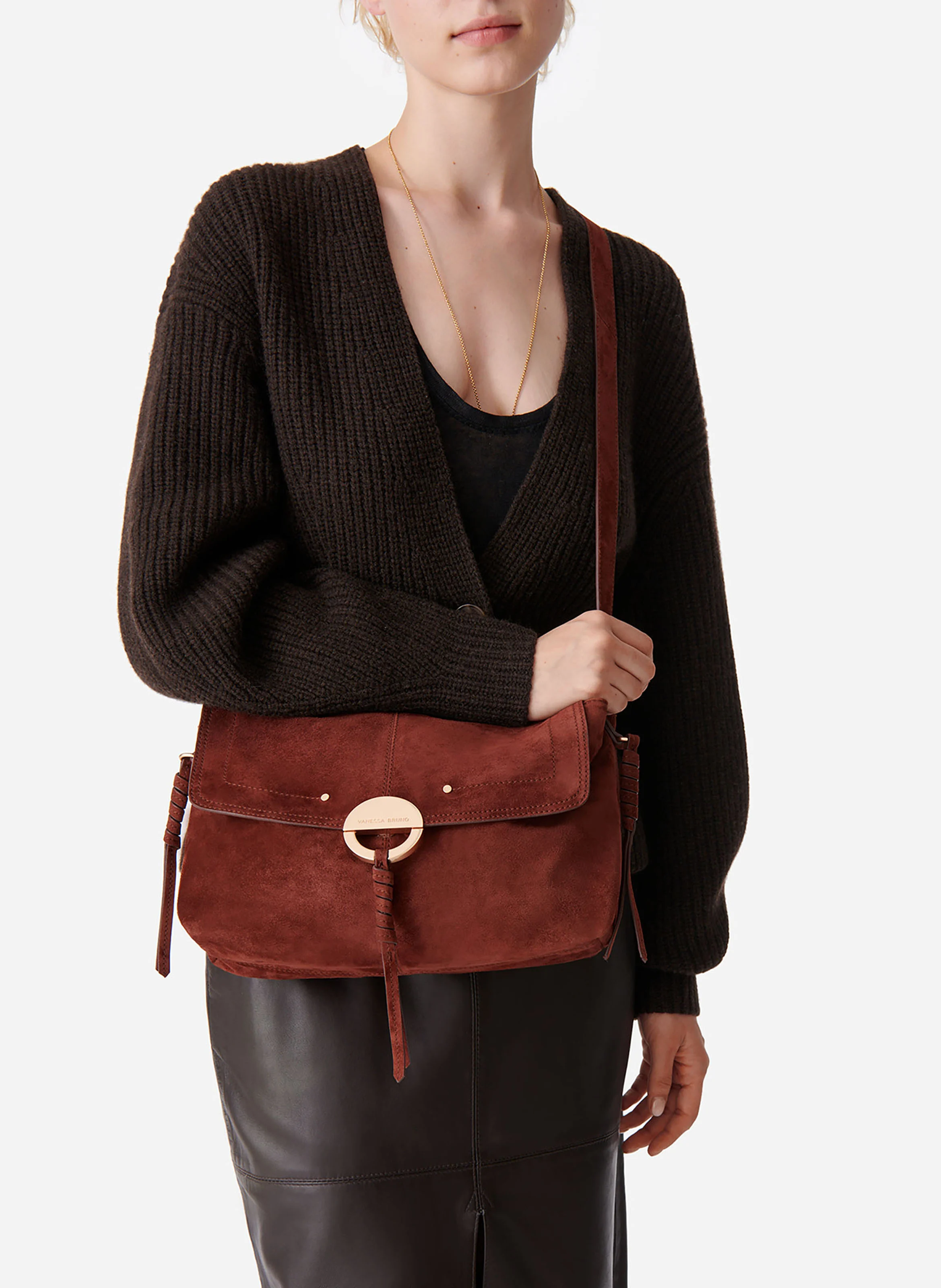 Sac bandoulière en cuir | Marron