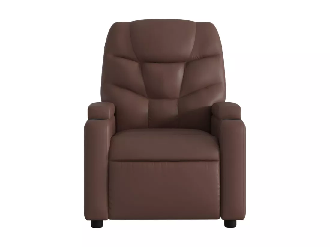 Fauteuil massant inclinable électrique marron similicuir