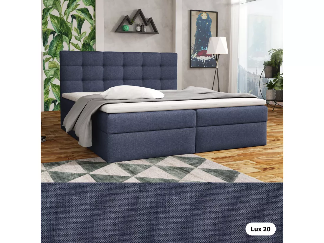 LIT BOXSPRING avec coffre de lit Glame 180x200 cm, Lux 20 (Bleu marine)