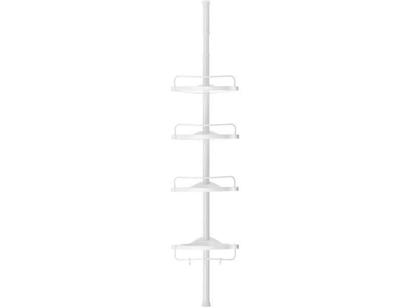 Songmics Duschmittelhalter mit Ablagen Weiss, Stahlrohr Duschregal höhenverstellbar