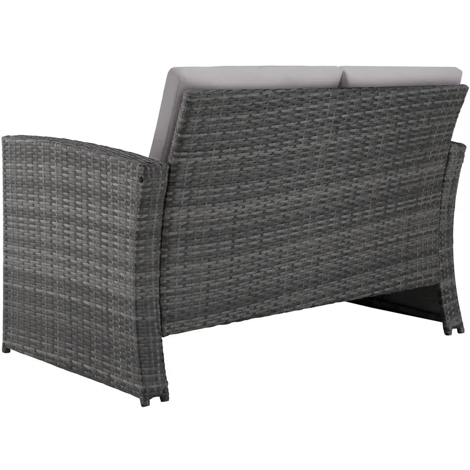 tectake - loungeset Lucca - 1 bank/2 stoelen/1 tafel - grijs