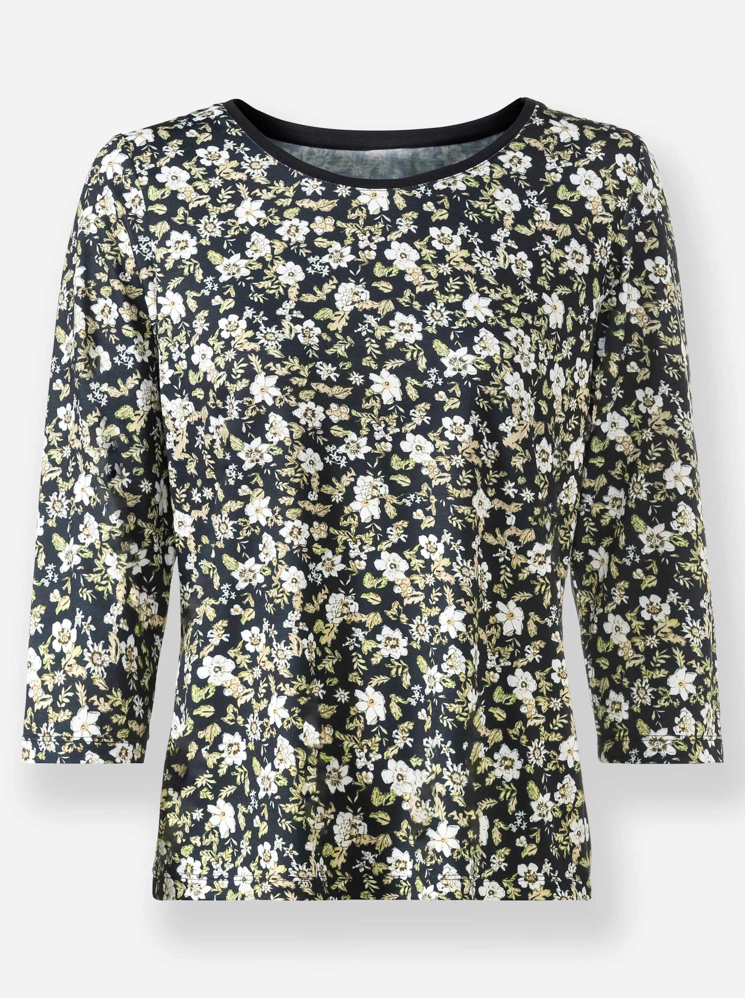 3/4-Arm-Shirt in schilf-marine-bedruckt