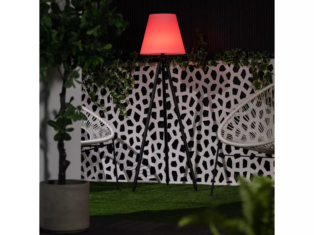Lampadaire LED Extérieur Solaire Métal RGB Kefre avec Batterie USB Rechargeable Gris