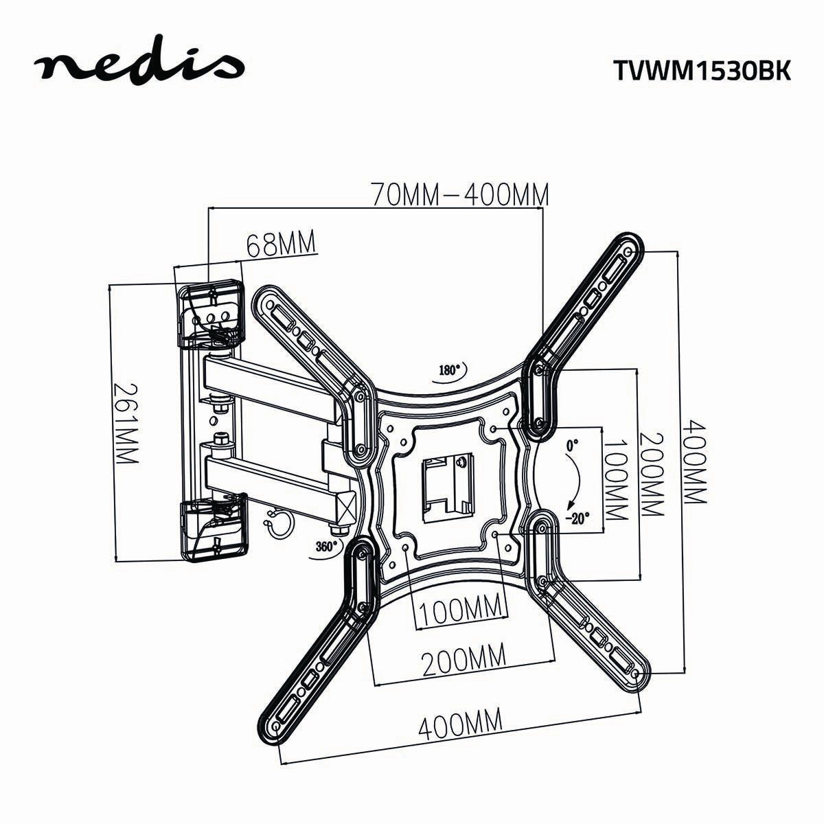 Nedis TVWM1530BK TV-Muurbeugel - 23-55 inch