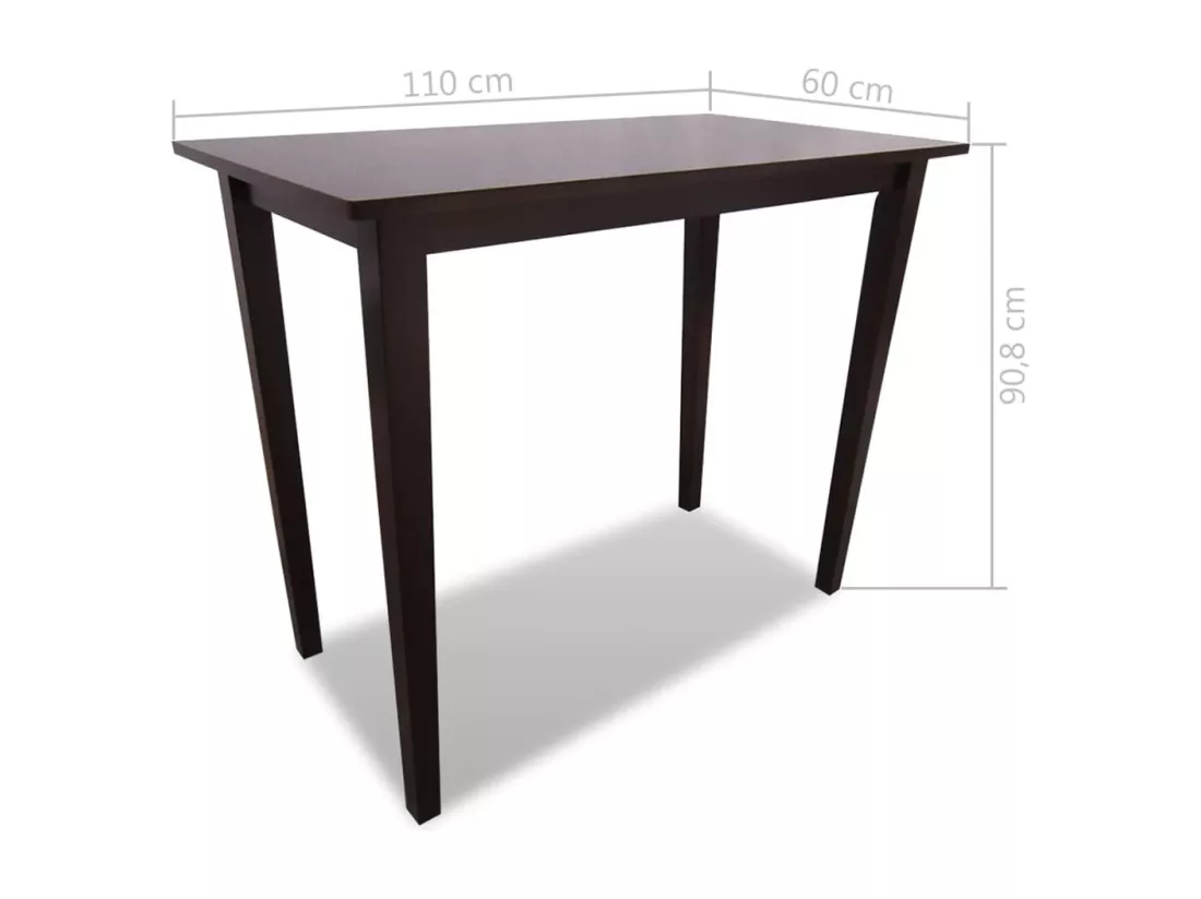 Set table et 4 chaises de bar en bois coloris marron