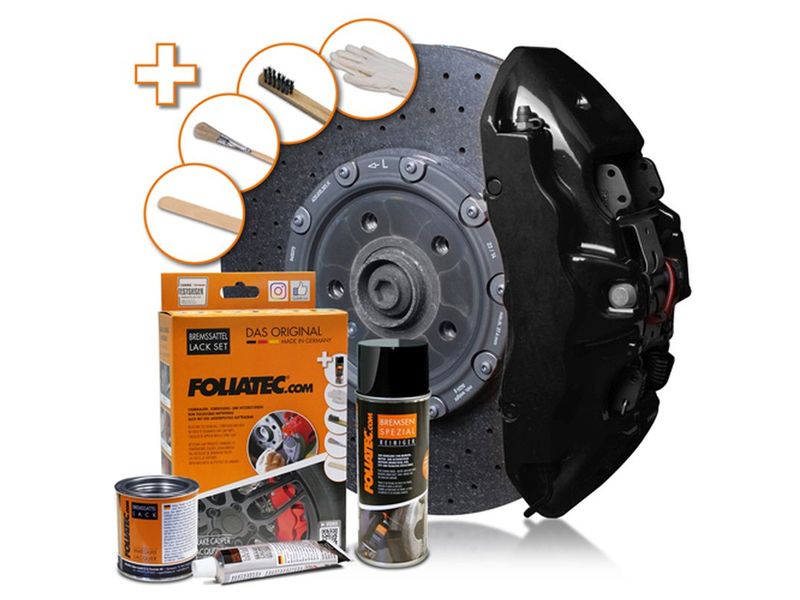 Foliatec Bremssattel Lack Set, Schwarz Ausreichend für die Lackierung von 4 Bremssätteln