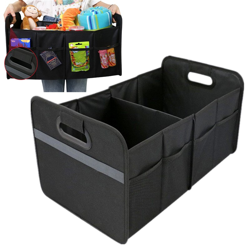 (55x33cm) Auto Kofferraumbox Organizer Tasche mit Tragegriffen - Schwarz