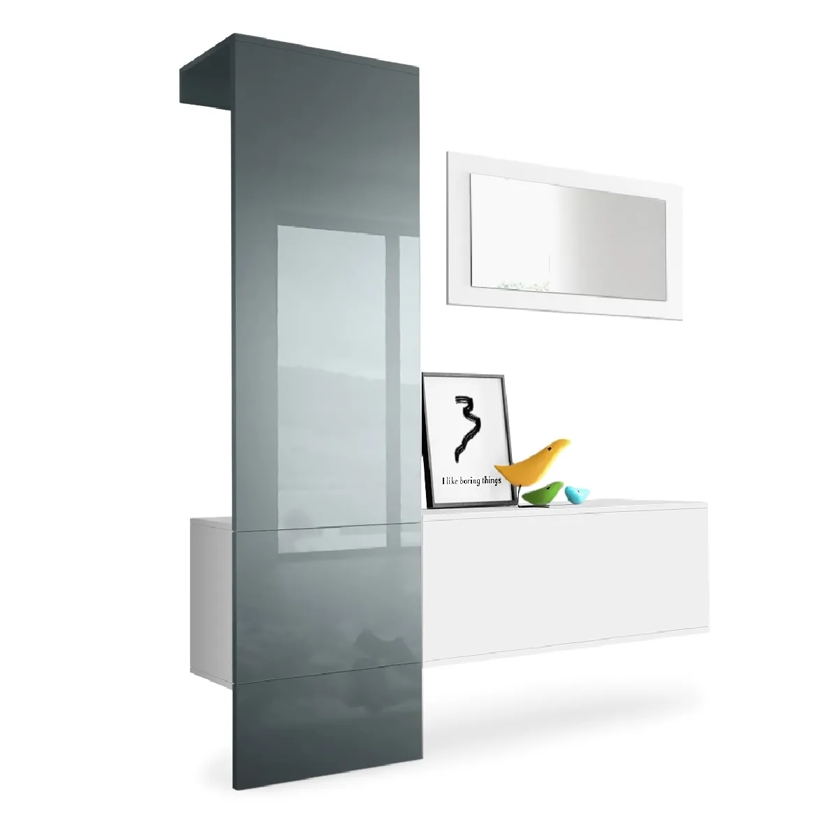 MPC Vestiaire Blanc Mat et Gris Laqué