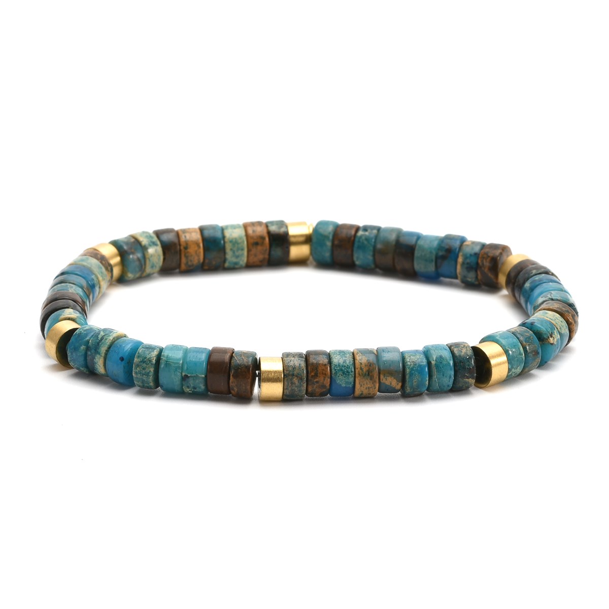 Bracelet Perles Heishi  Jaspe Bleu Impériale-Small-16cm