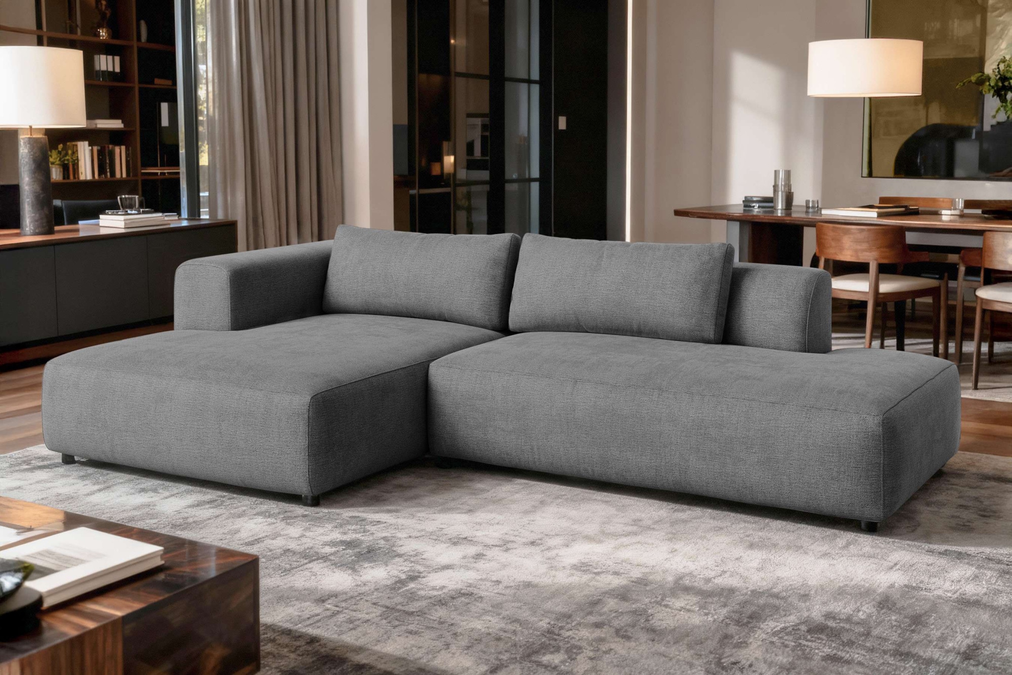 GOODproduct Ecksofa »TIARRA Design-Sofa mit Ottomane recht/links bestellbar, Breite 287 cm« L-Form mit hochelastischer Schaum und Wellenunterfederung