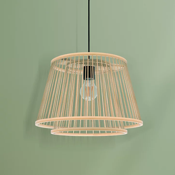 Suspension Doria E27 IP20 40W Ø38xH.110cm bambou Dunalux