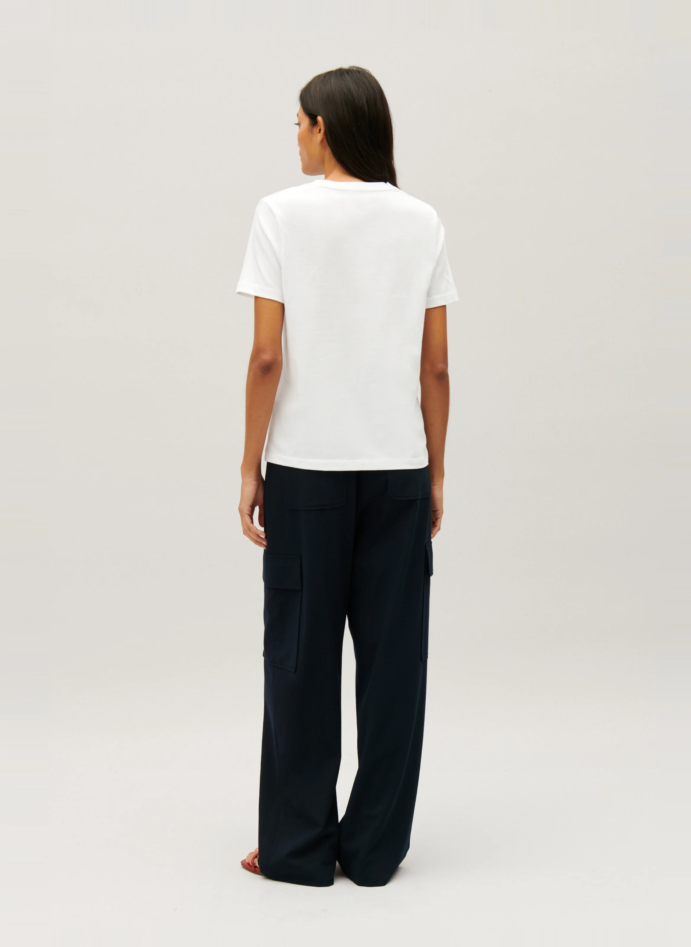 Tee-shirt col rond brodé en coton | Blanc
