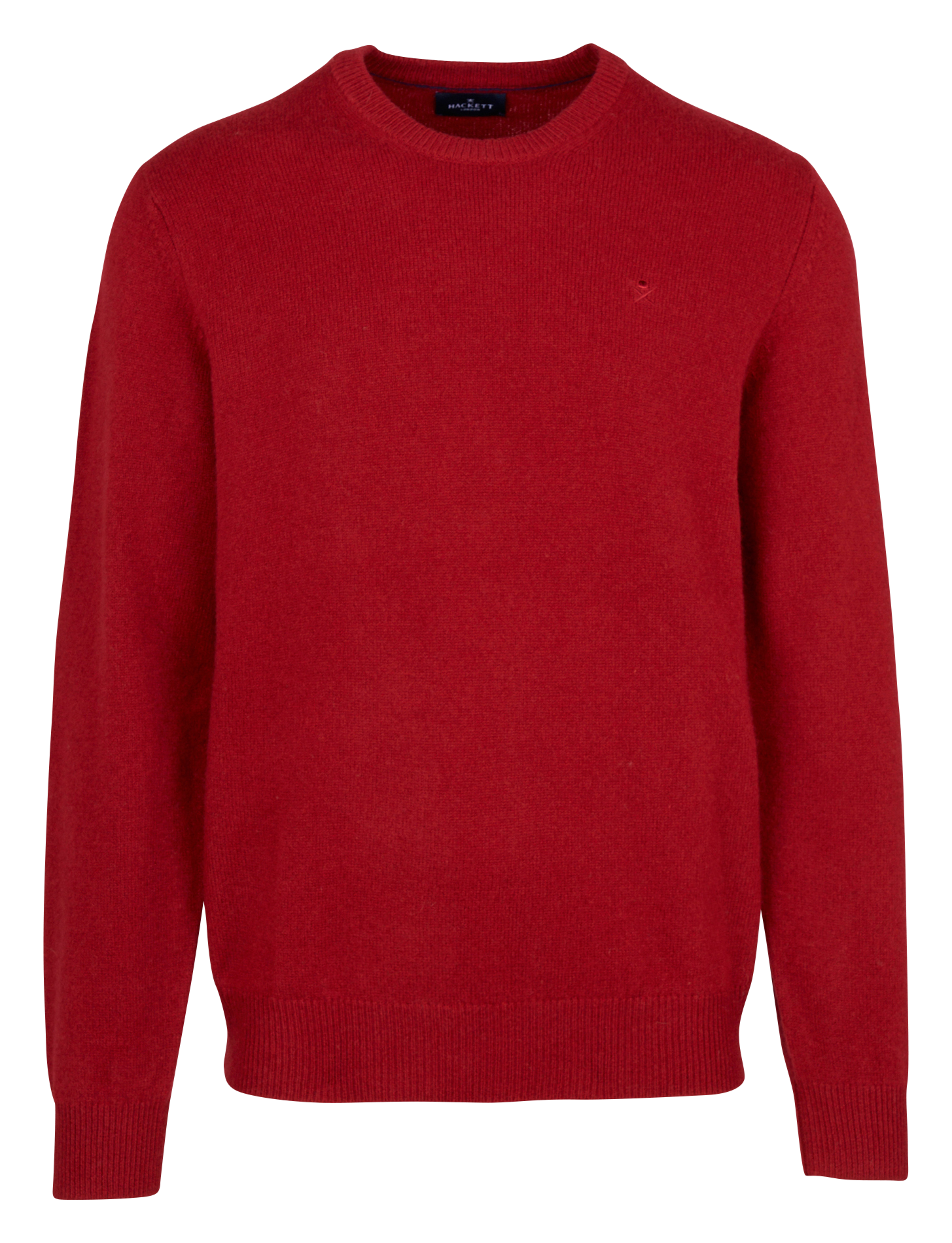 Pull regular-fit col rond brodé en laine | Rouge
