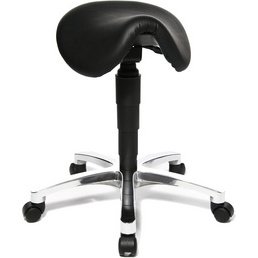 Tabouret 'Bonanza', cuir véritable, noir