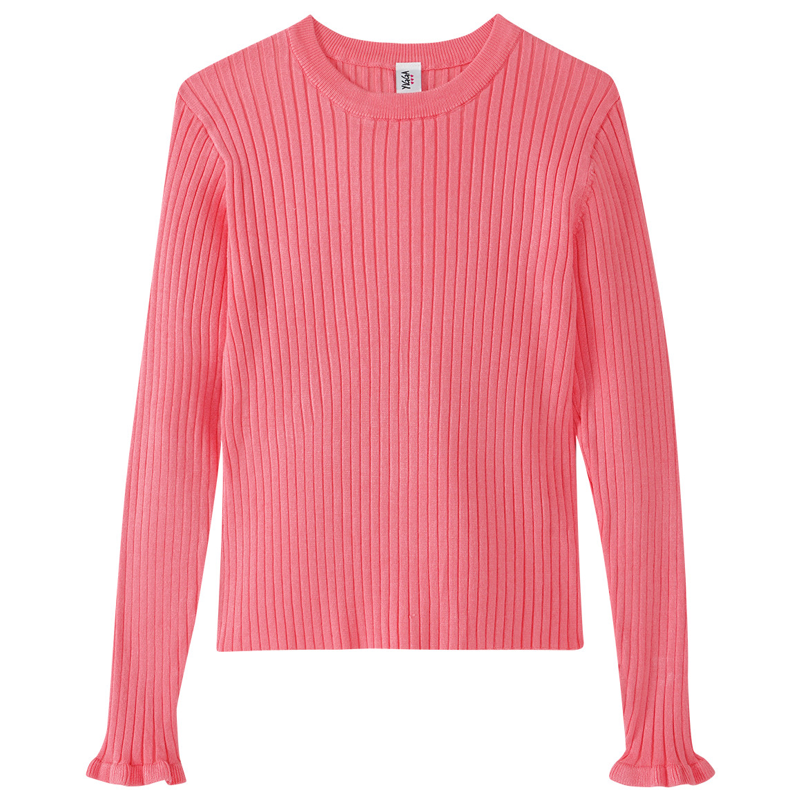 Yigga Mädchen Langarmshirt mit Rippstruktur pink