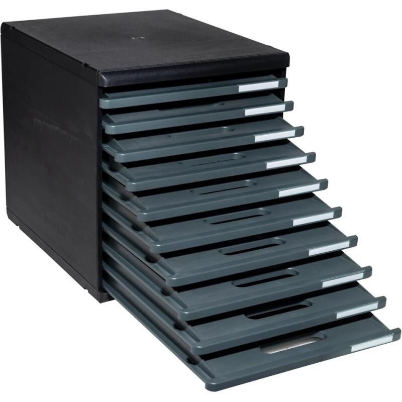 MODULO A4 10 tiroirs ouverts  MODULO A4 10 tiroirs ouverts Ecoblack
