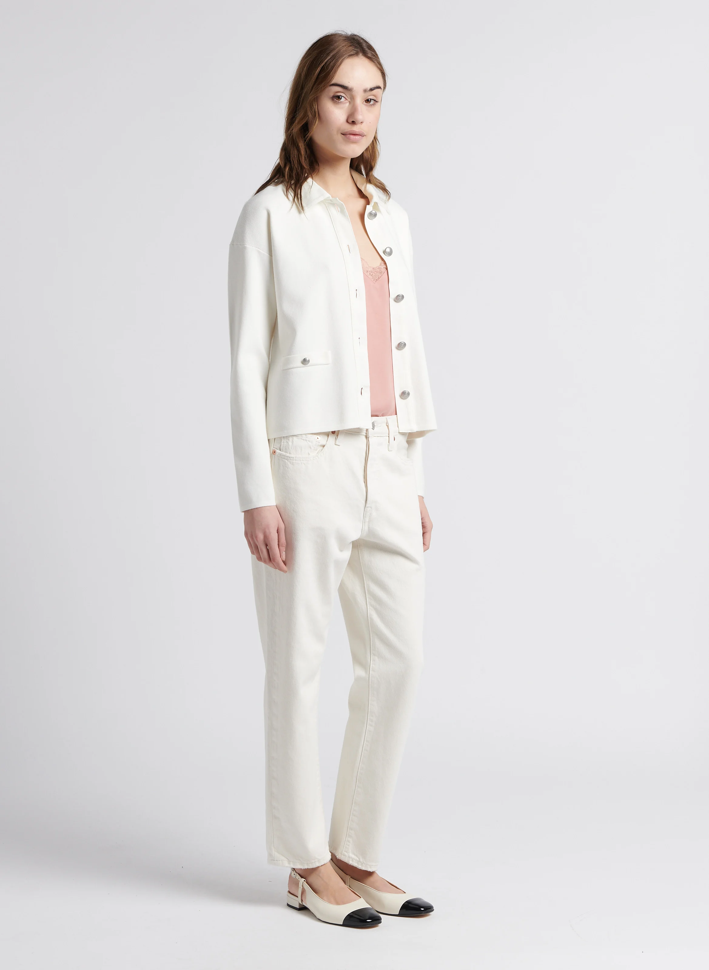 Cardigan col classique | Blanc