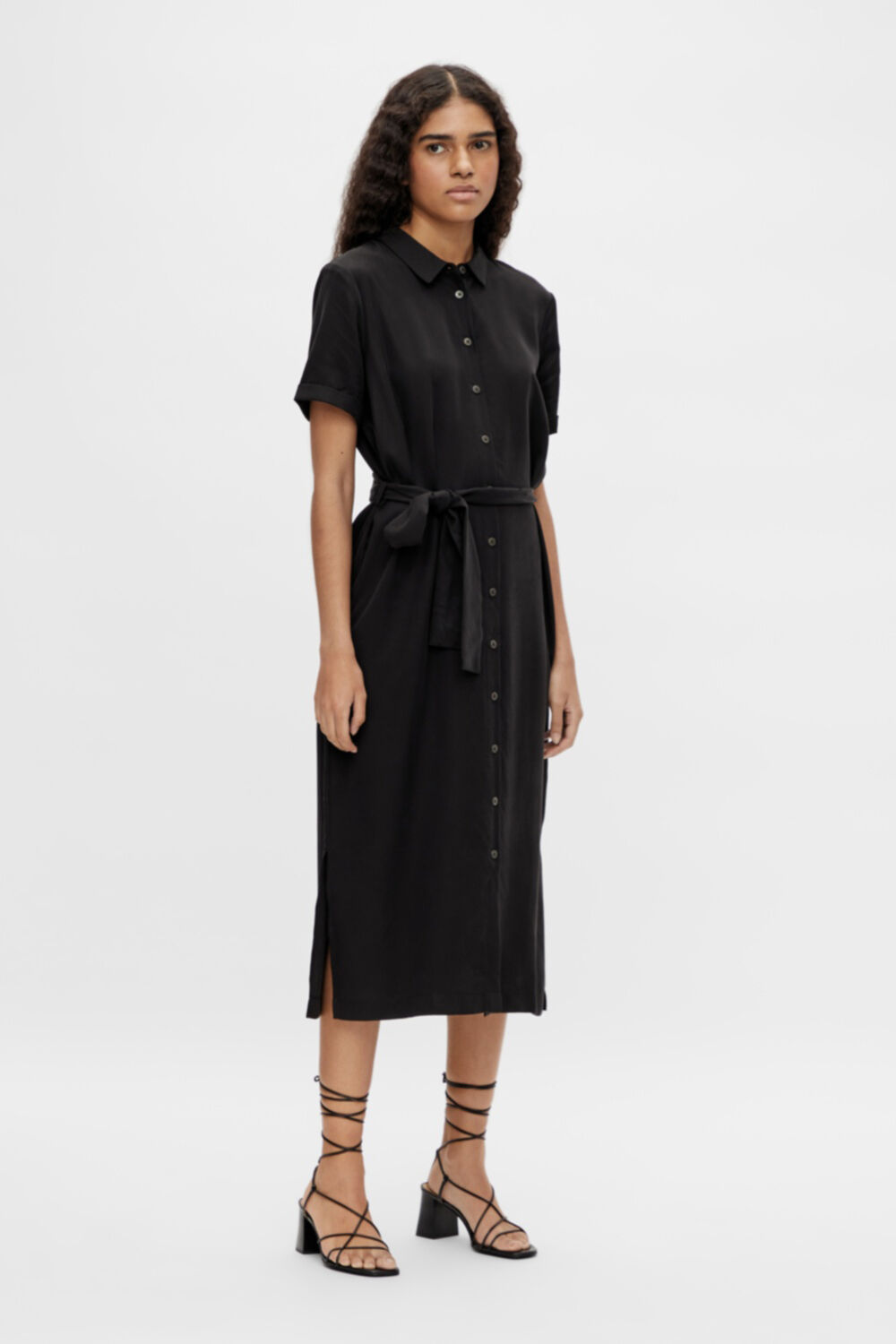 Vestido camisa grande - Preto