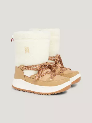 Botas de neve de lã Teddy com cadarço