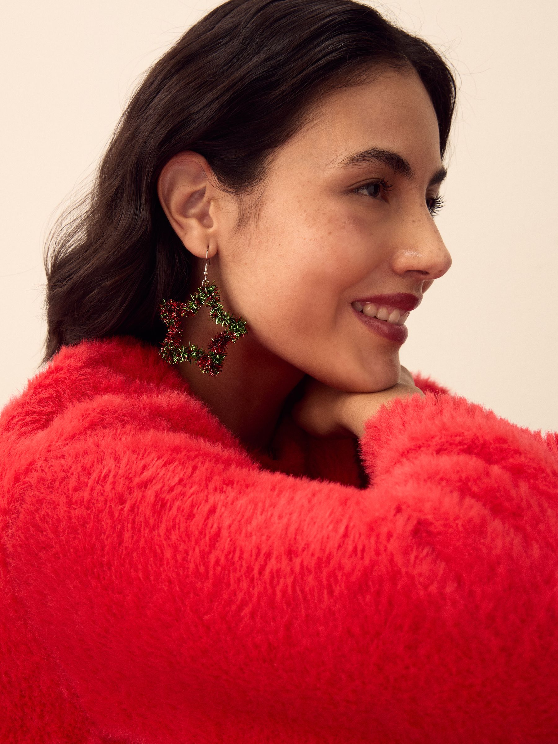 Rood/groen - Kerststeroorbellen