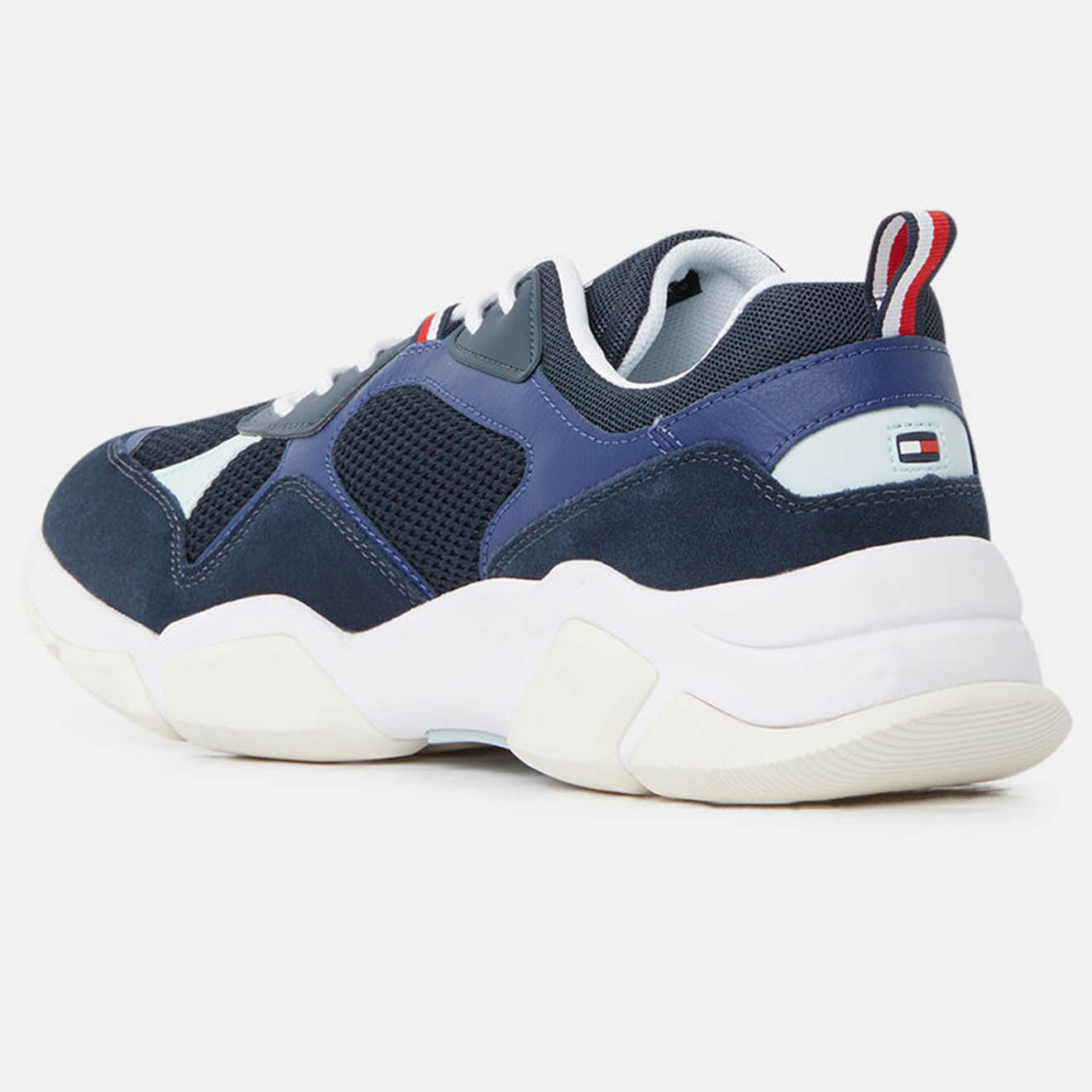 Tommy Hilfiger Baskets en Mesh & Velours de Cuir Chunky Material Mix bleu marine