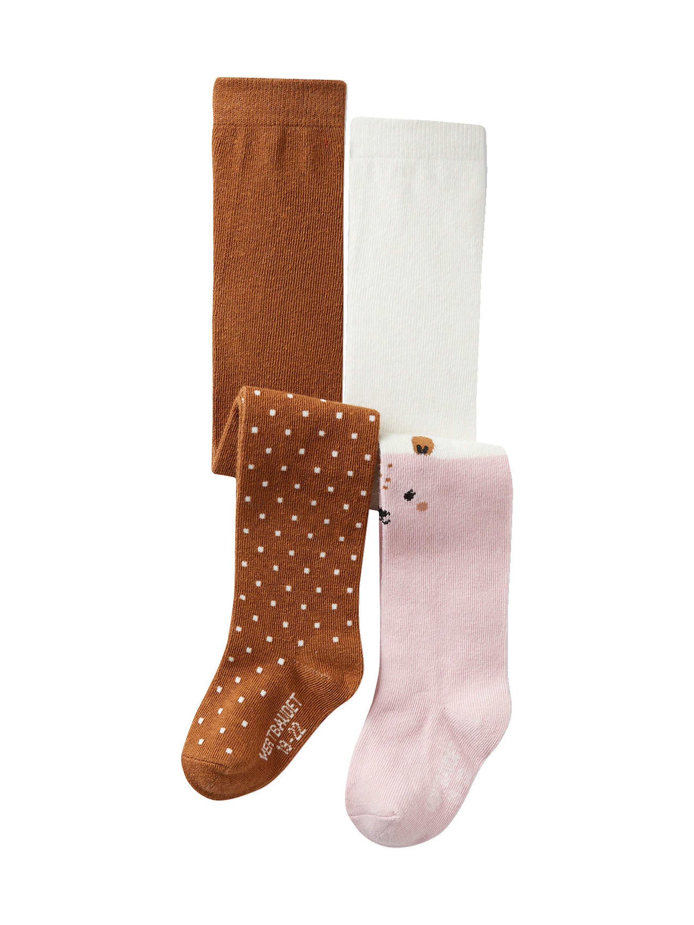 Vertbaudet 2er-Pack Mädchen Baby Strumpfhosen hellbraun