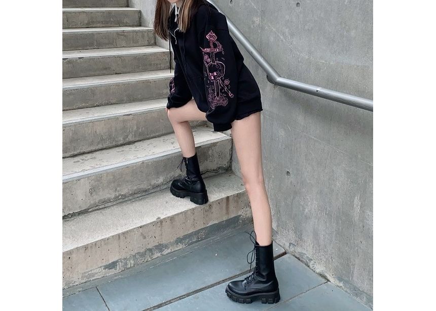 Jeshili - Hoodie met schedelprint en rits