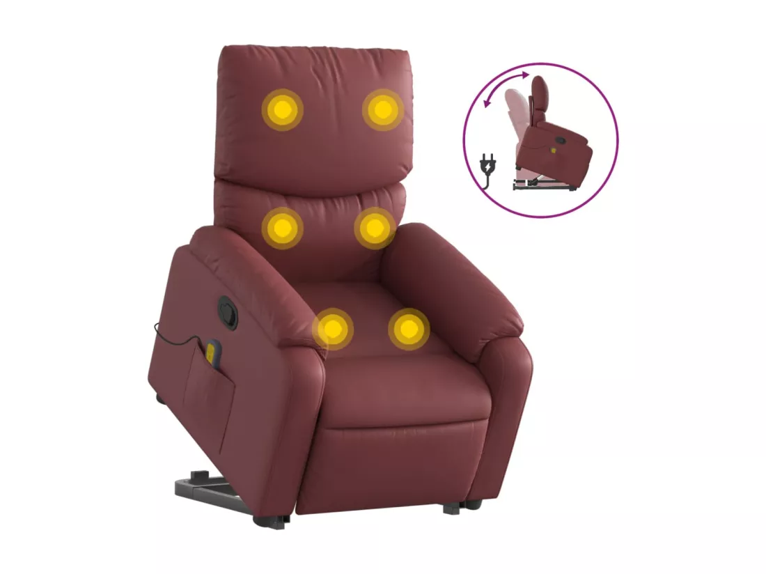 Fauteuil inclinable massant Rouge bordeaux Similicuir