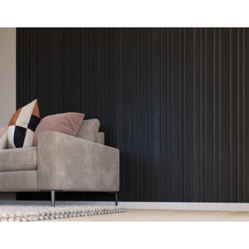 Lattenwand Decowall Acoustic Blend lava eiken, combinatie van verschillende breedtes, 260x30cm, 2 stuks (1.56m2)
