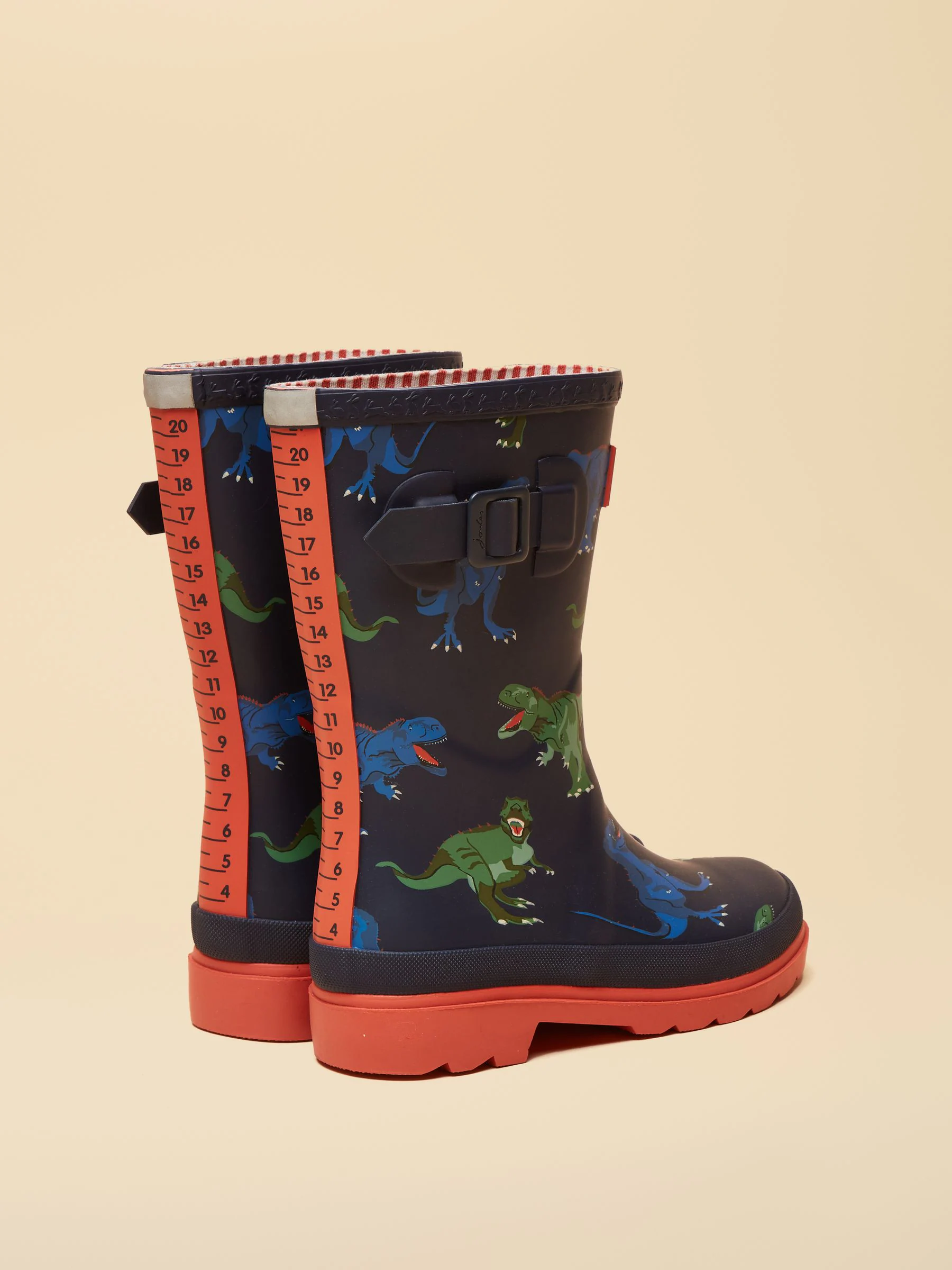 Navy & Red Dinosaur - Joules kinderregenlaarzen met print