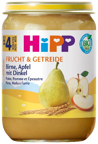 Hipp Bio Birne in Apfel mit Dinkel<br>190 g, Glas
