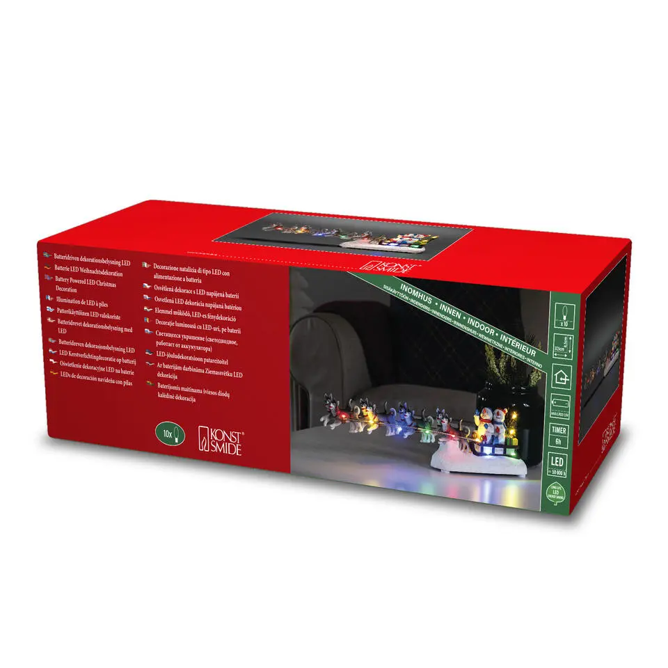 Konstsmide Kerstman in slee beeldje - met verlichting - 37,5 cm