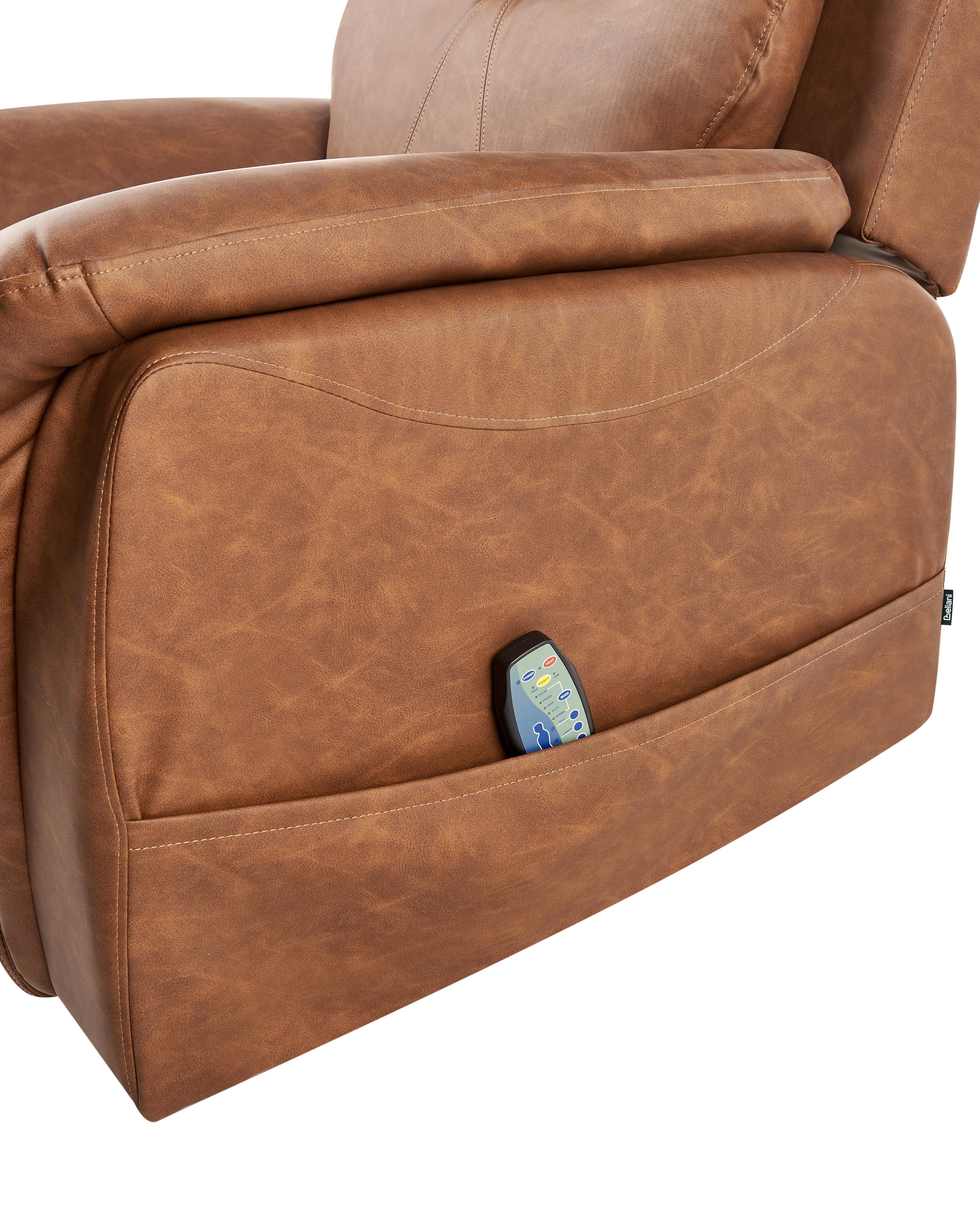Elektrische relaxfauteuil GLORIE massagefunctie Kunstleer Bruin