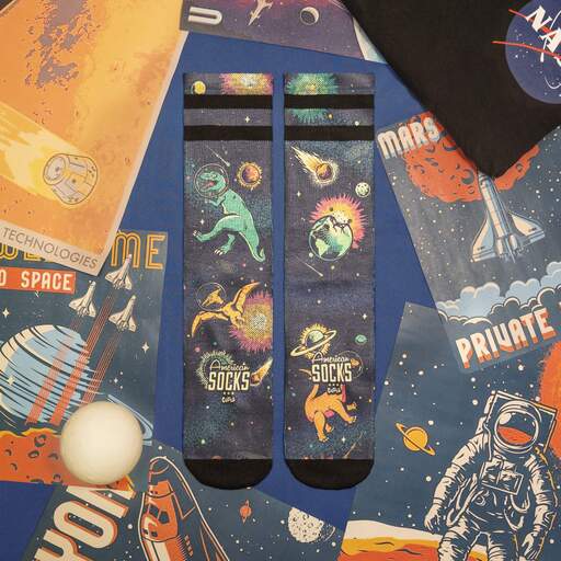 Meias American Socks Space Dino Mid High
