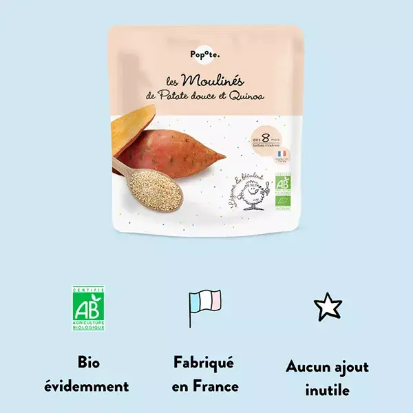 Popote les Moulinés Batata Doce Quinoa +8 meses Bio 180g