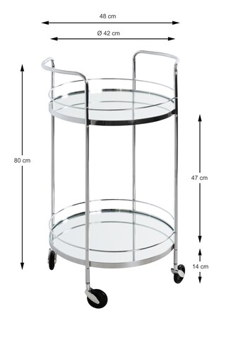 Servierwagen 48 x 80 cm Spiegelglas/chromfarbig